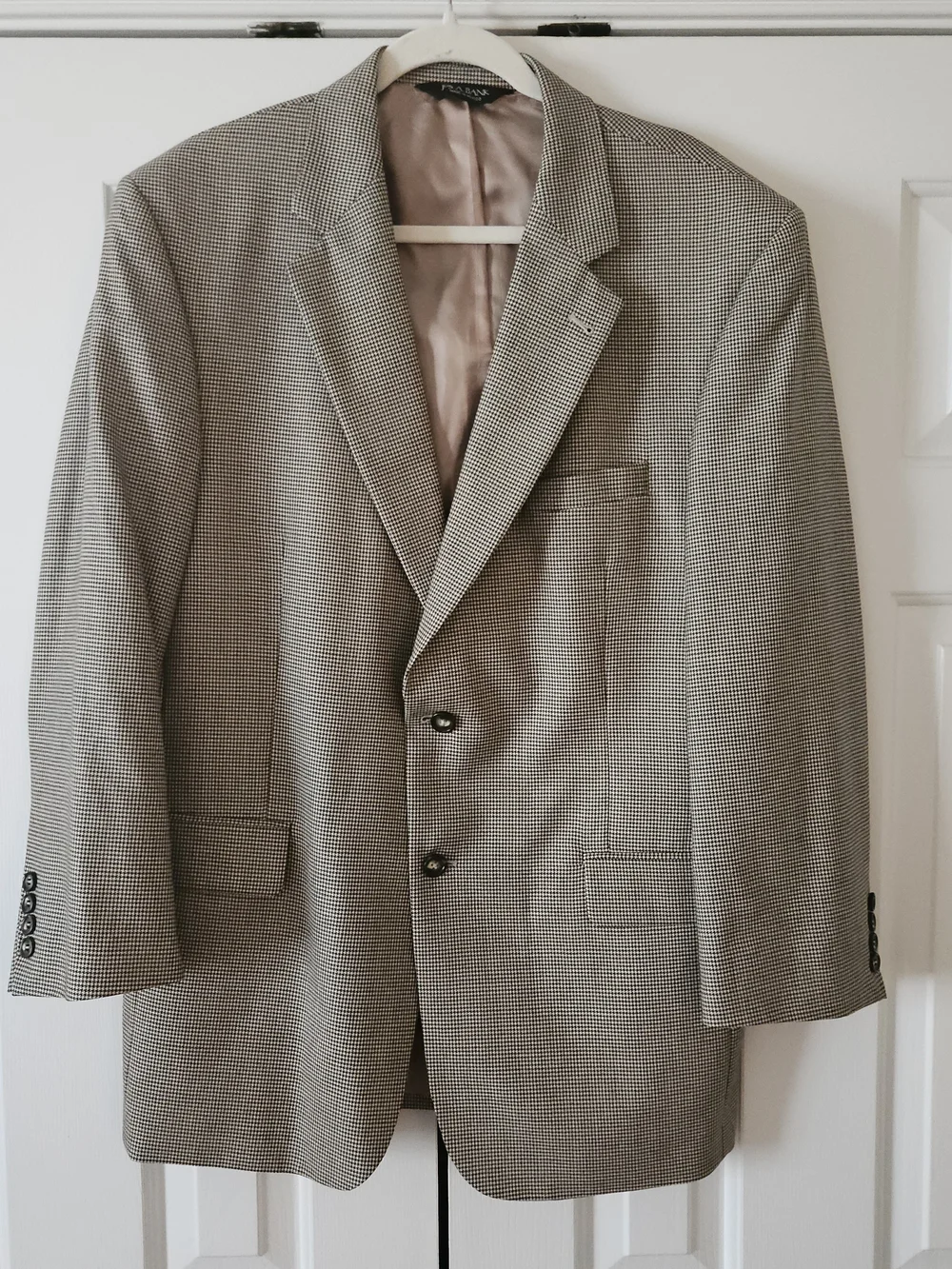 Jos. A. Bank Men's Tan Black Houndstooth Wool Blazer/Sportcoat 2-Button 43RG.